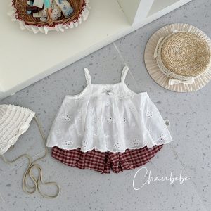 Bộ TK Áo Váy 2 Dây Thô Boi Quần Bí Sọc