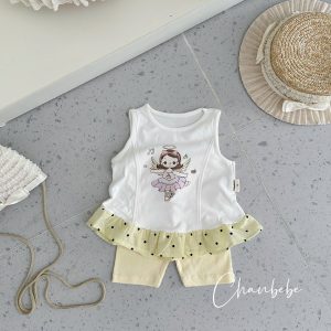 Bộ Hè 3 Lỗ In Hình Tùng Thô Quần Legging