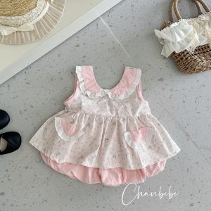 Bộ TK Áo Cổ Sen Hồng Quần Bí