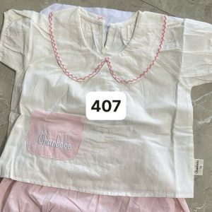 Bộ TK Áo Cổ Sen Túi Thêu Chanbebe Quần Hồng
