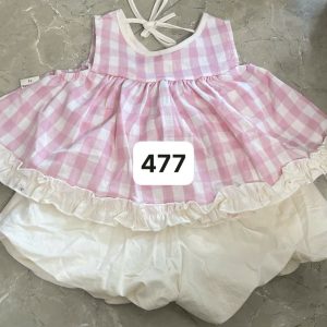 Bộ TK Áo Váy Sọc Hồng Tùng Bèo Quần Bí