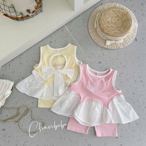 Bộ Hè Áo 3 Lỗ Hở Lưng Thêu Chanbebe